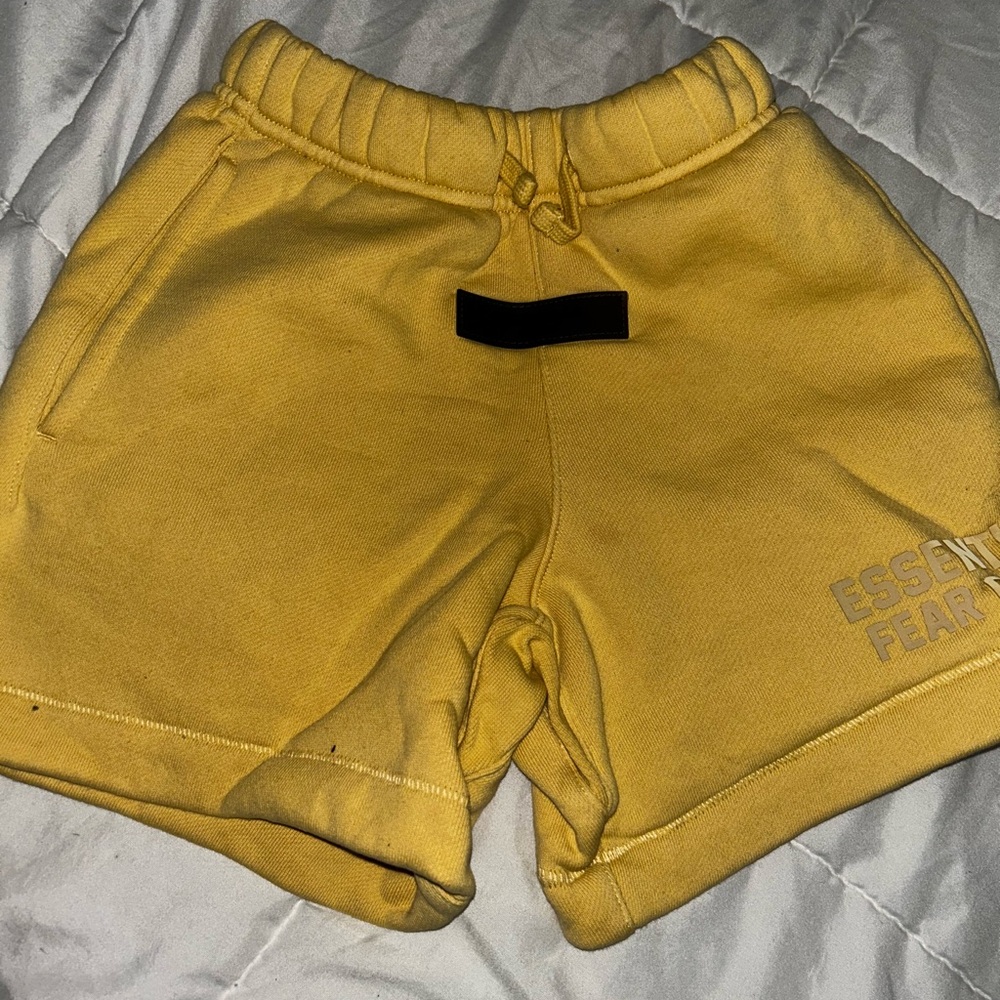 Essentials Yellow Athletic Shorts with Elastic Waistband